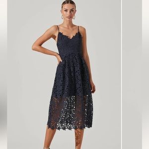 Navy ASTR the label lace midi dress